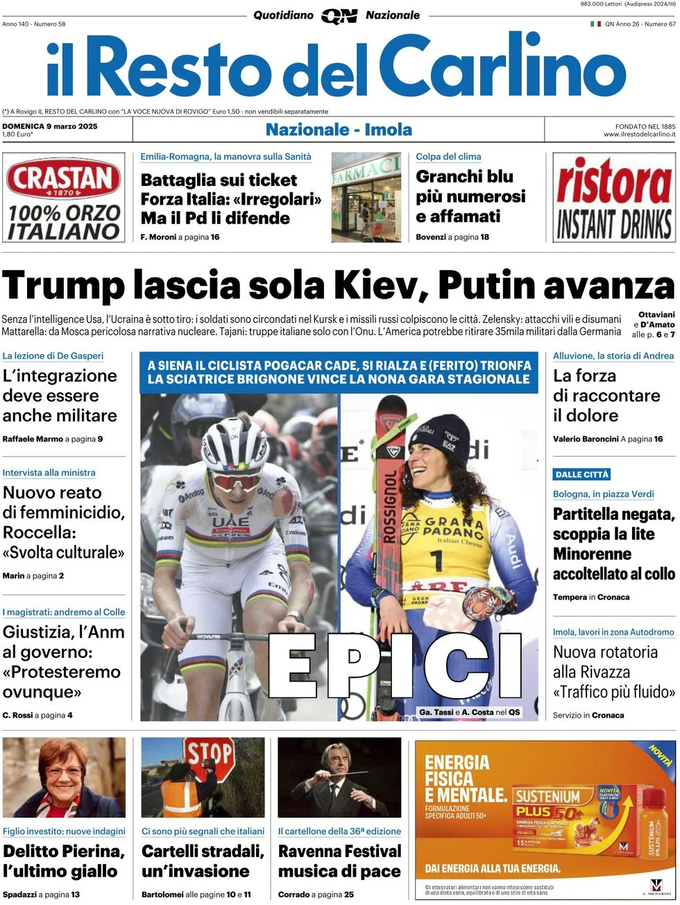 anteprima della prima pagina di il-resto-del-carlino del 09/03/2025