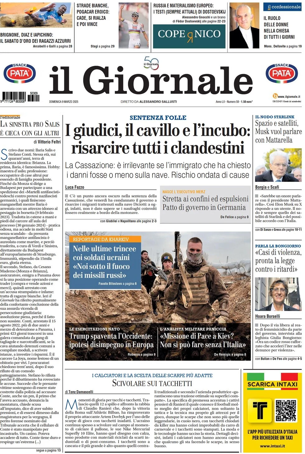 anteprima della prima pagina di il-giornale del 09/03/2025