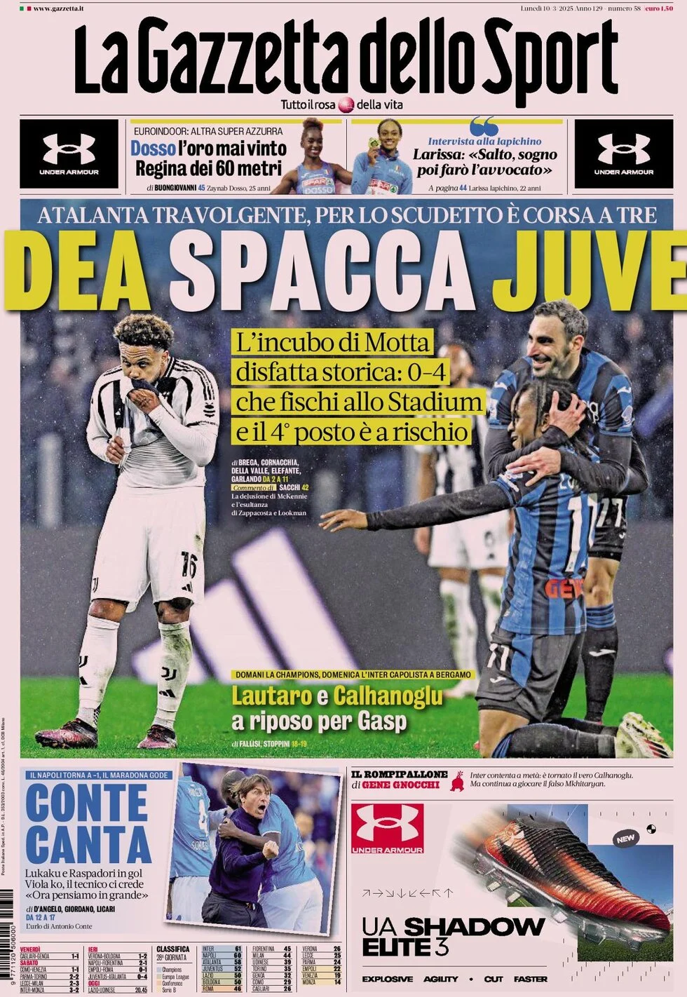 anteprima della prima pagina di la-gazzetta-dello-sport del 10/03/2025