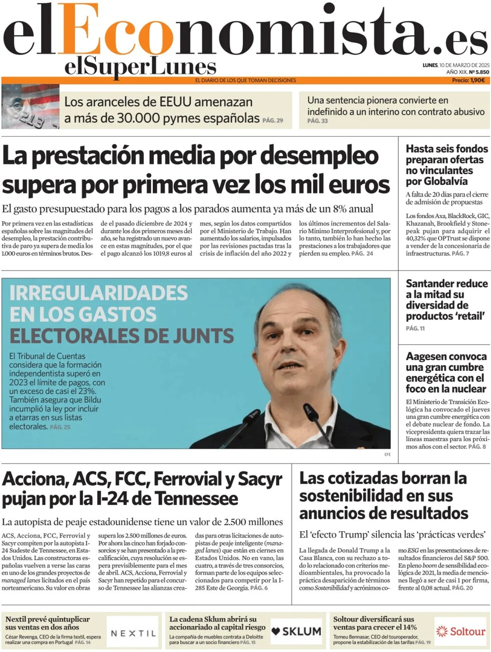 anteprima della prima pagina di el-economista del 10/03/2025