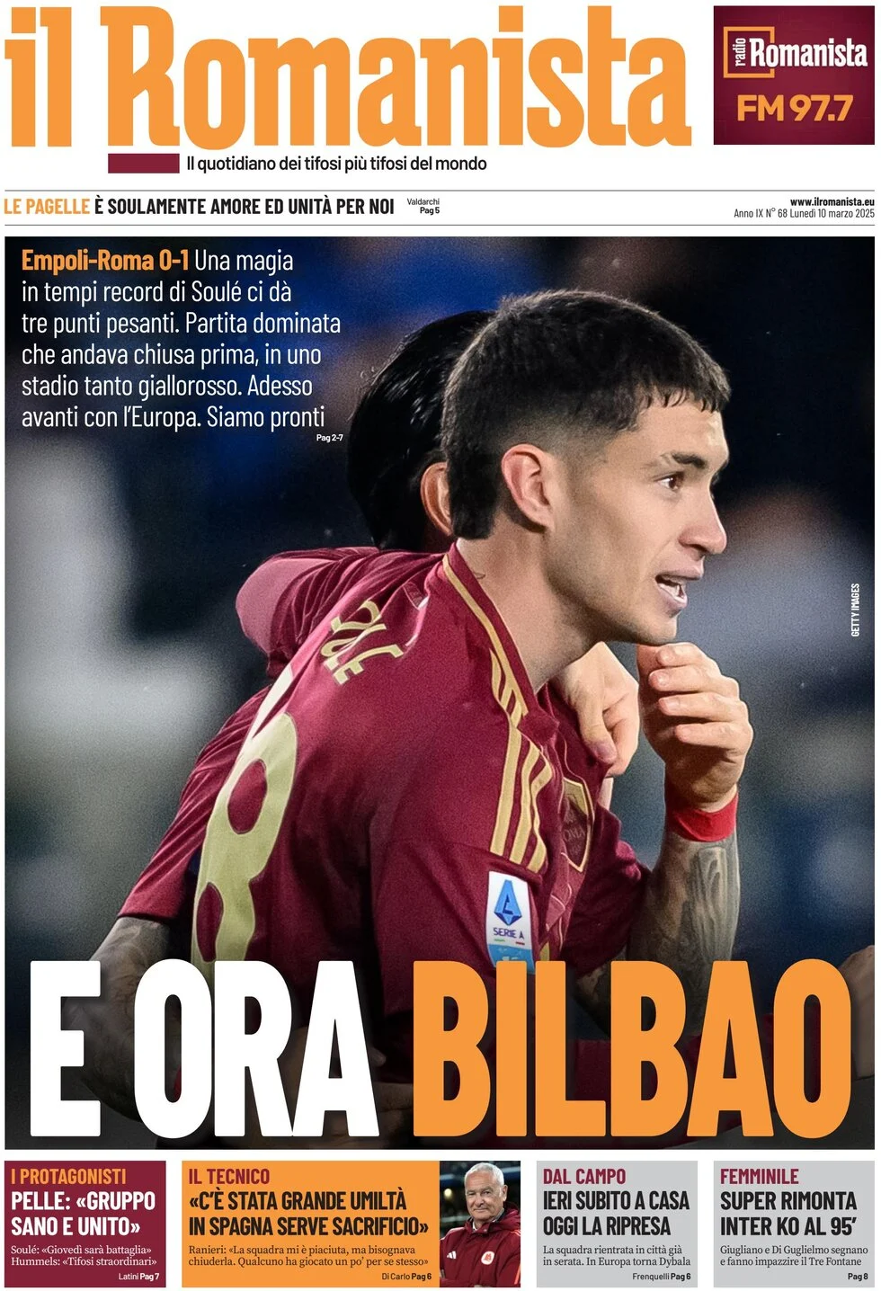 anteprima della prima pagina di il-romanista del 10/03/2025