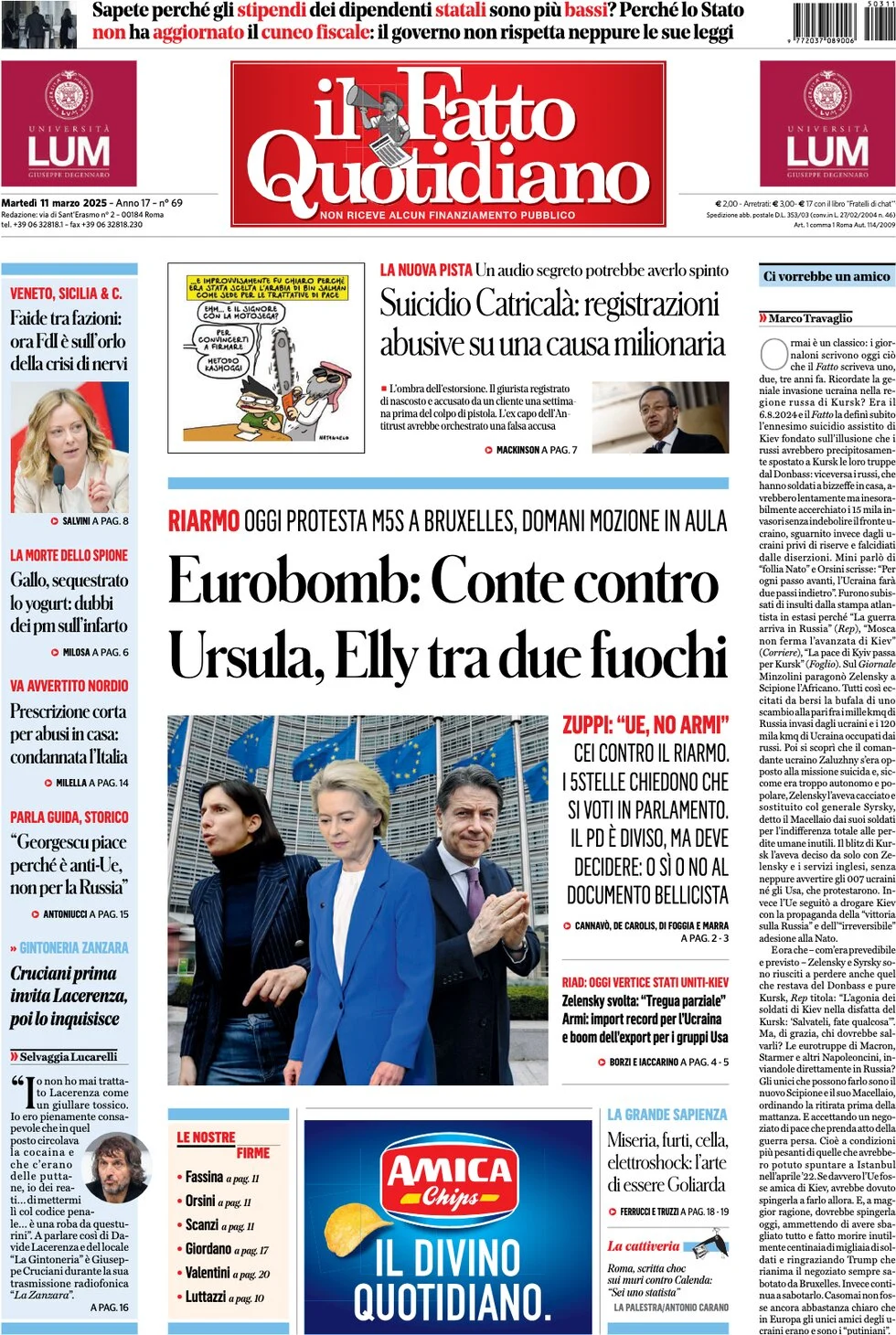 anteprima della prima pagina di il-fatto-quotidiano del 11/03/2025