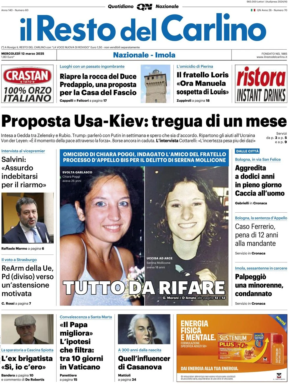 anteprima della prima pagina di il-resto-del-carlino del 12/03/2025