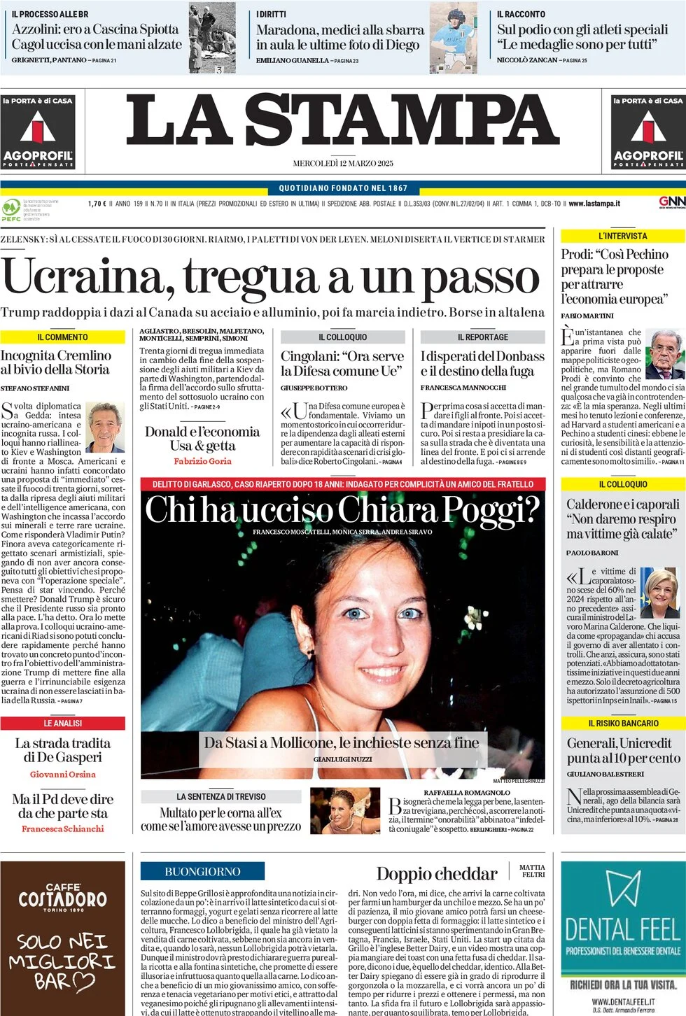 anteprima della prima pagina di la-stampa del 12/03/2025