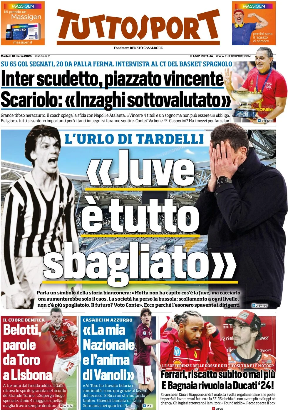 Anteprima prima pagina della rasegna stampa di ieri 2025-03-18 - tuttosport/