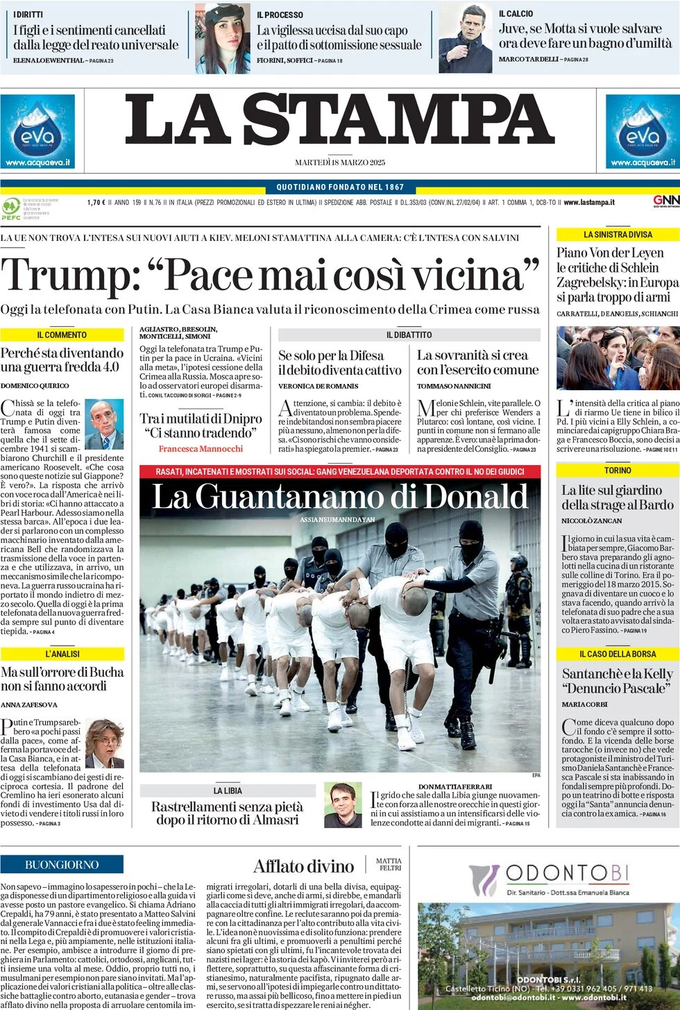 anteprima della prima pagina di la-stampa del 18/03/2025