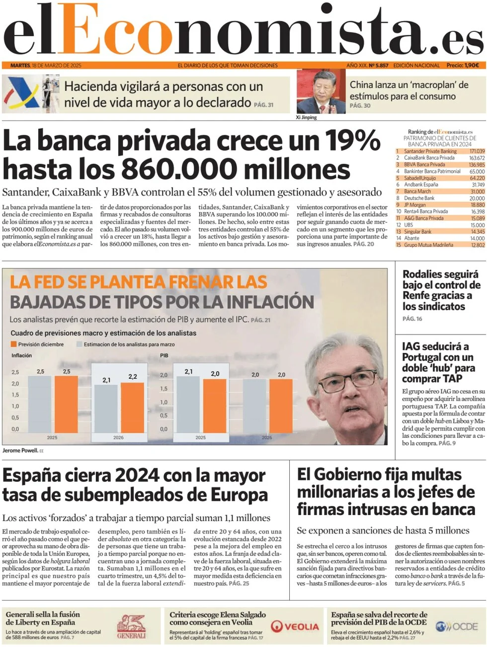 anteprima della prima pagina di el-economista del 18/03/2025