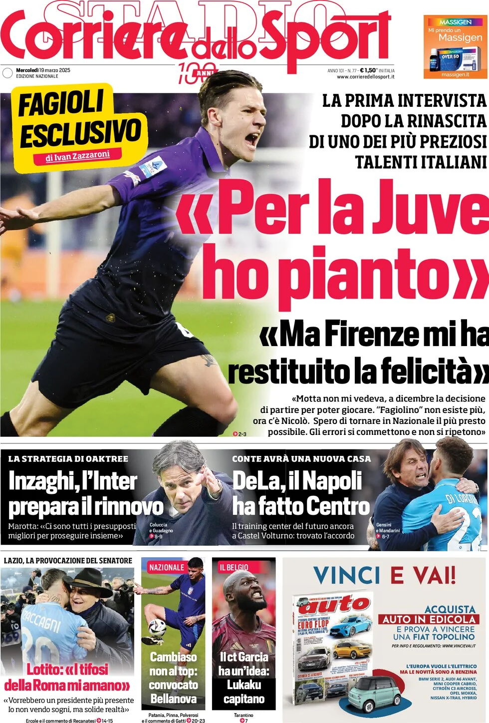 anteprima della prima pagina di Corriere dello Sport