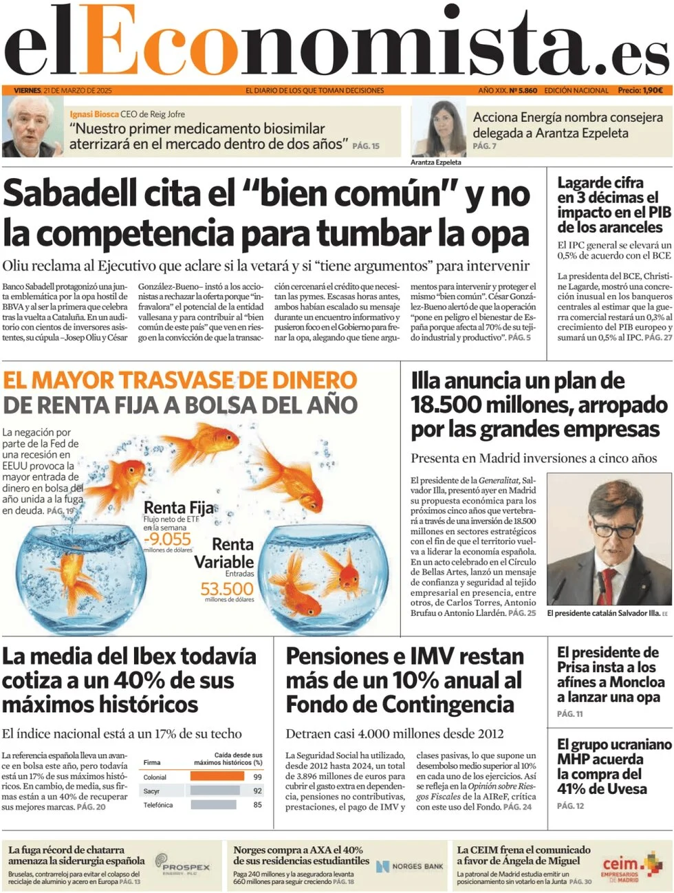 anteprima della prima pagina di el-economista del 21/03/2025