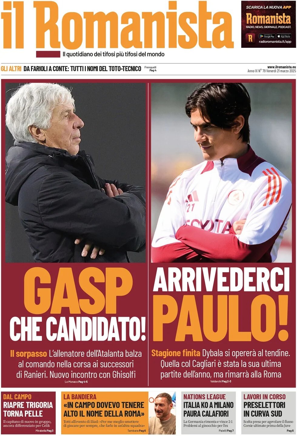 anteprima della prima pagina di il-romanista del 21/03/2025