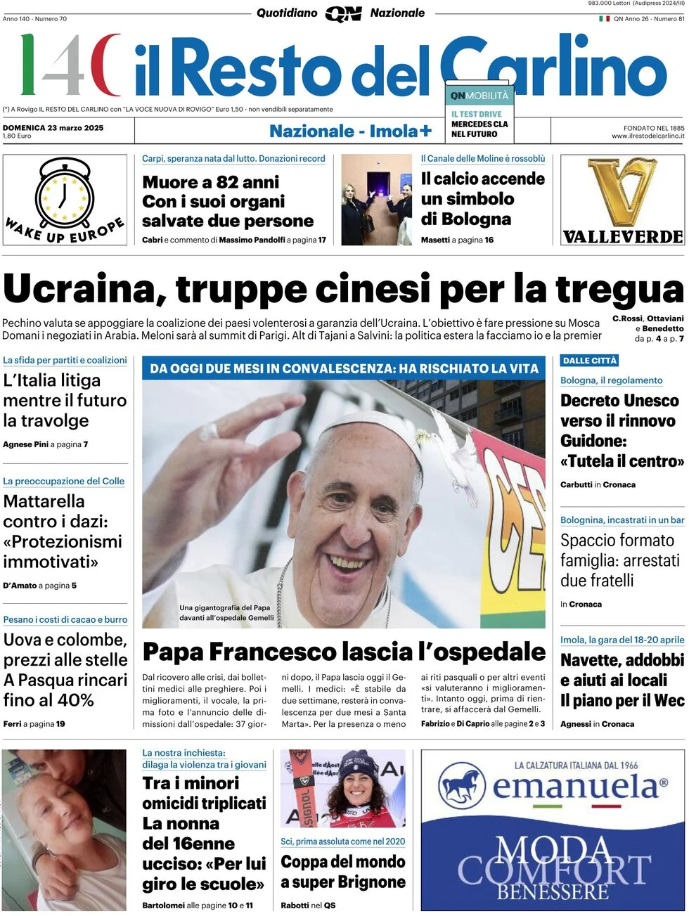 anteprima della prima pagina di il-resto-del-carlino del 23/03/2025