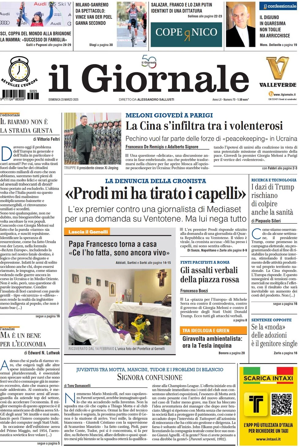 anteprima della prima pagina di il-giornale del 23/03/2025