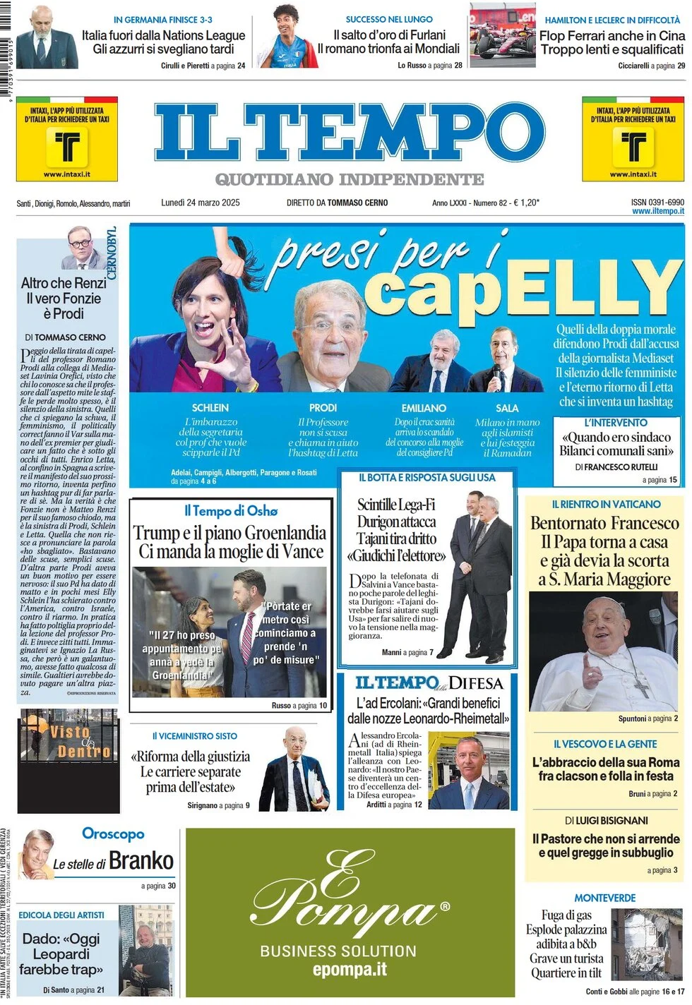 anteprima della prima pagina di il-tempo del 24/03/2025