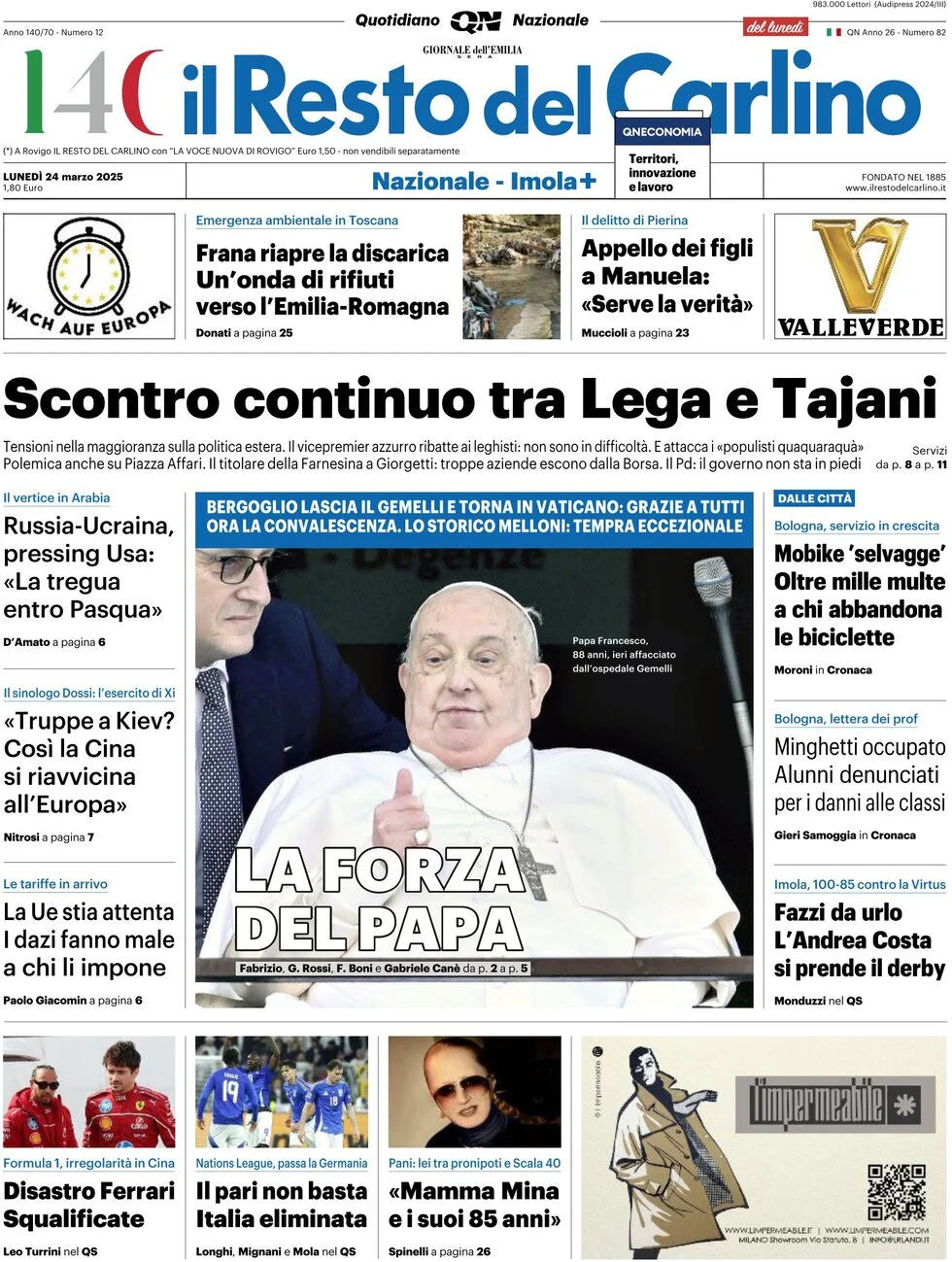 anteprima della prima pagina di il-resto-del-carlino del 24/03/2025