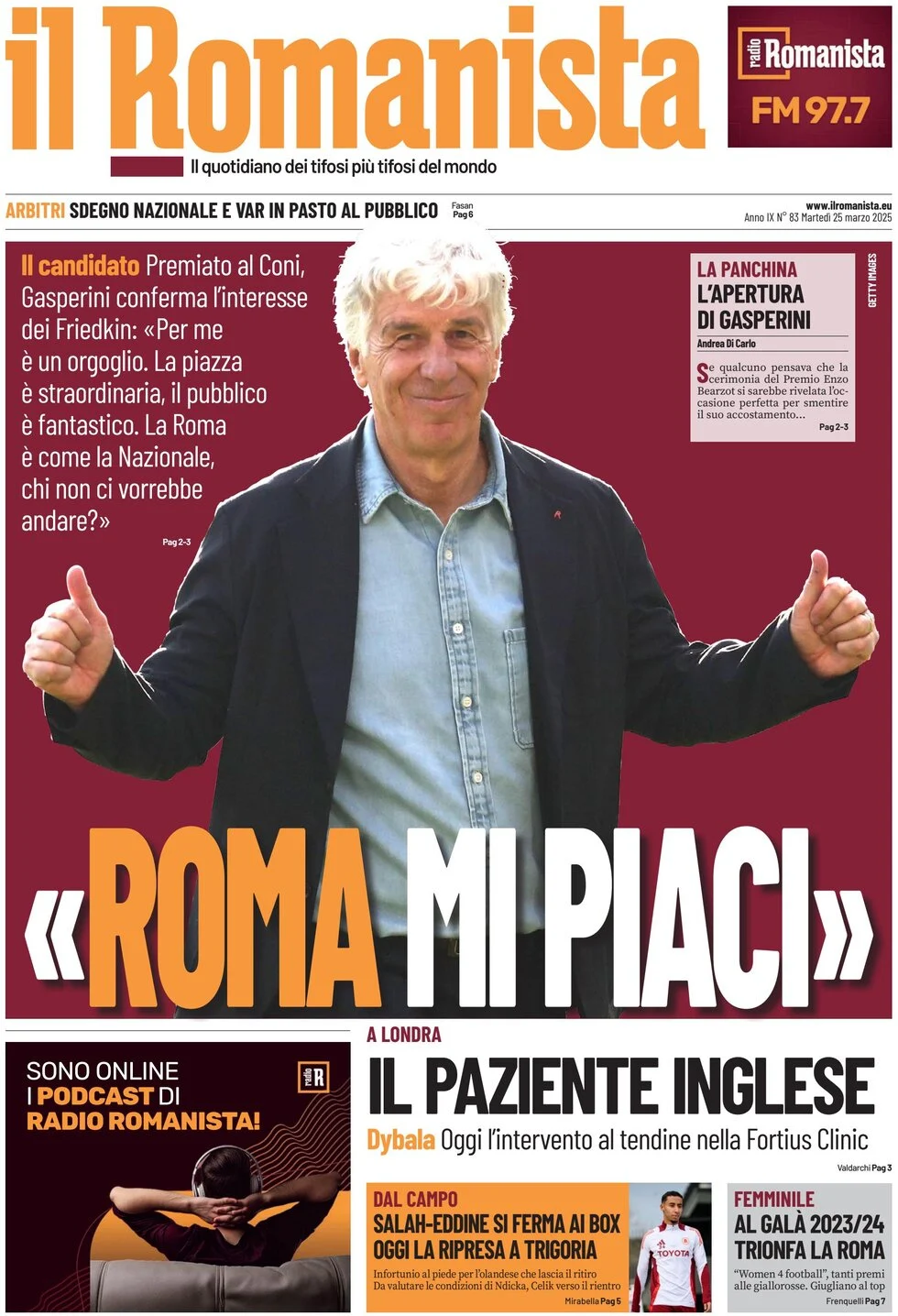 anteprima della prima pagina di il-romanista del 25/03/2025