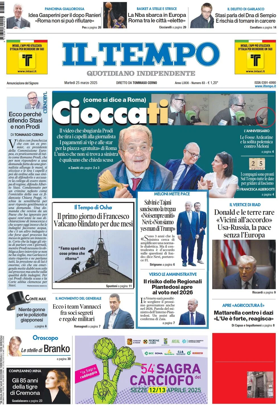 anteprima della prima pagina di il-tempo del 25/03/2025