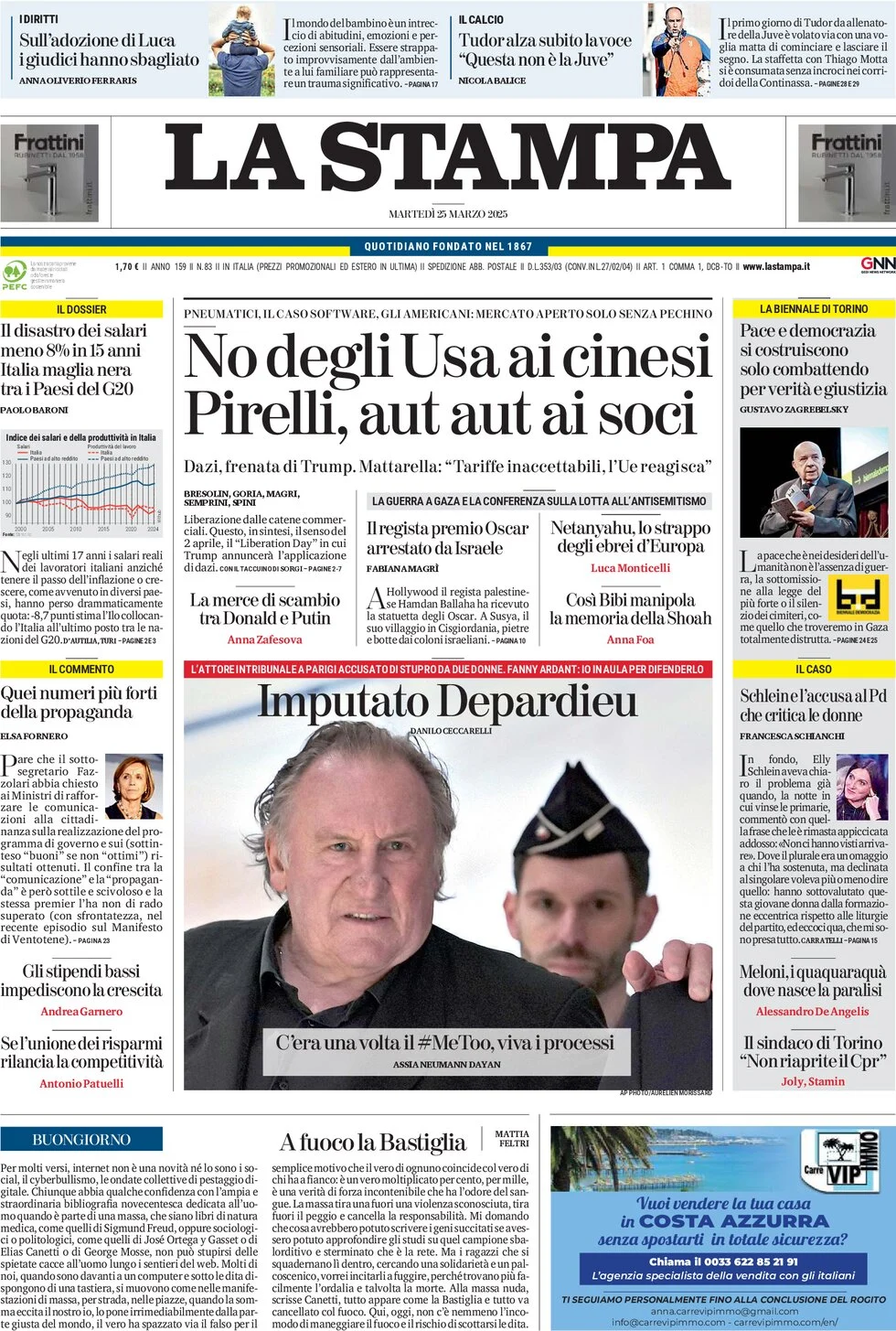 anteprima della prima pagina di la-stampa del 25/03/2025