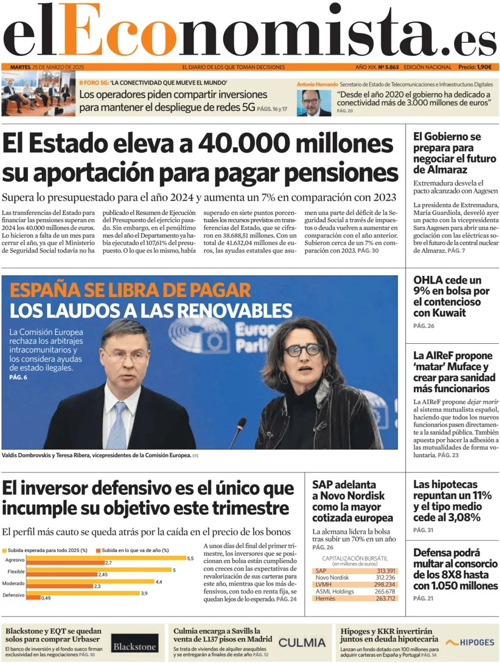 anteprima della prima pagina di el-economista del 25/03/2025
