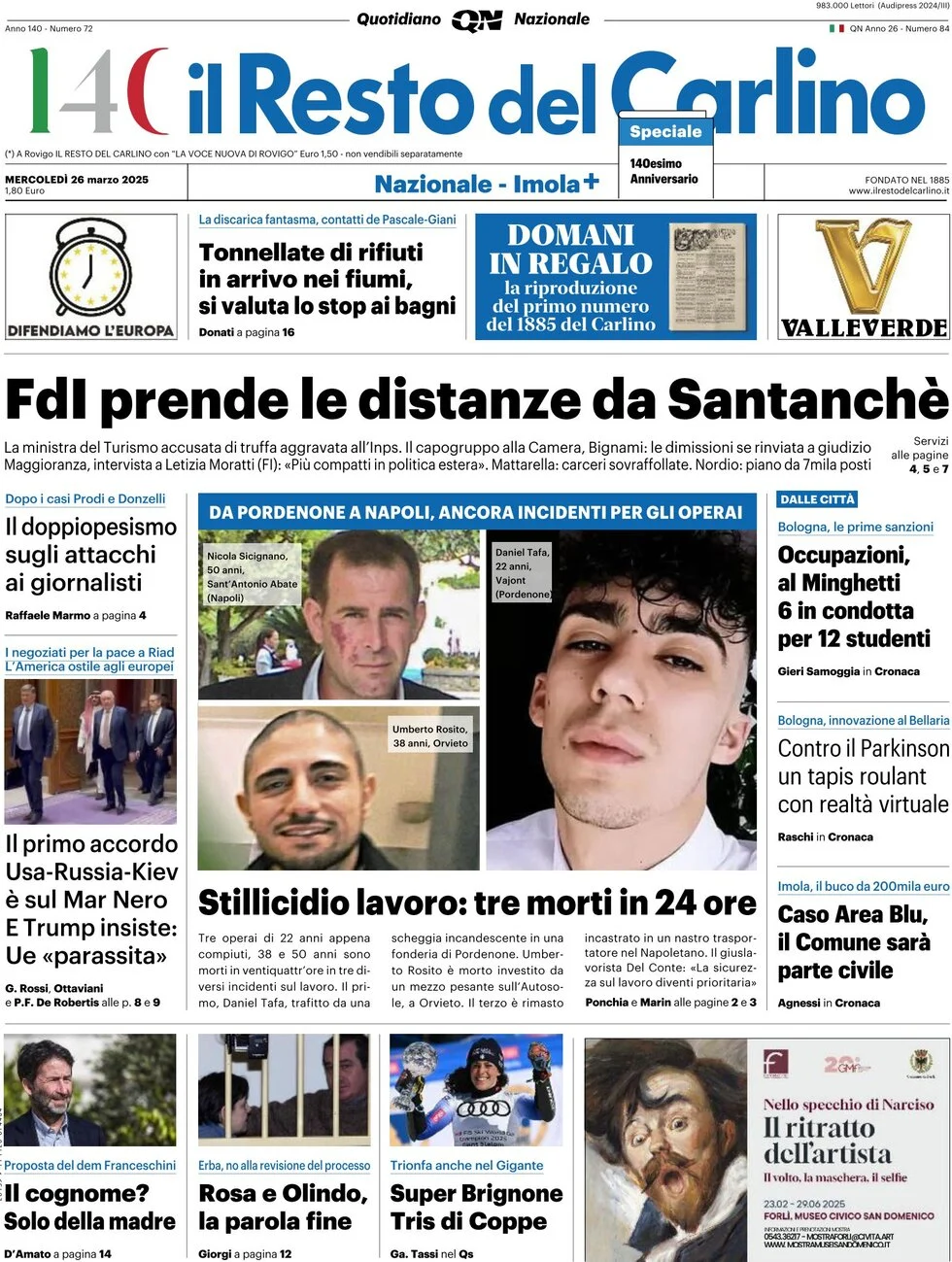 anteprima della prima pagina di il-resto-del-carlino del 26/03/2025