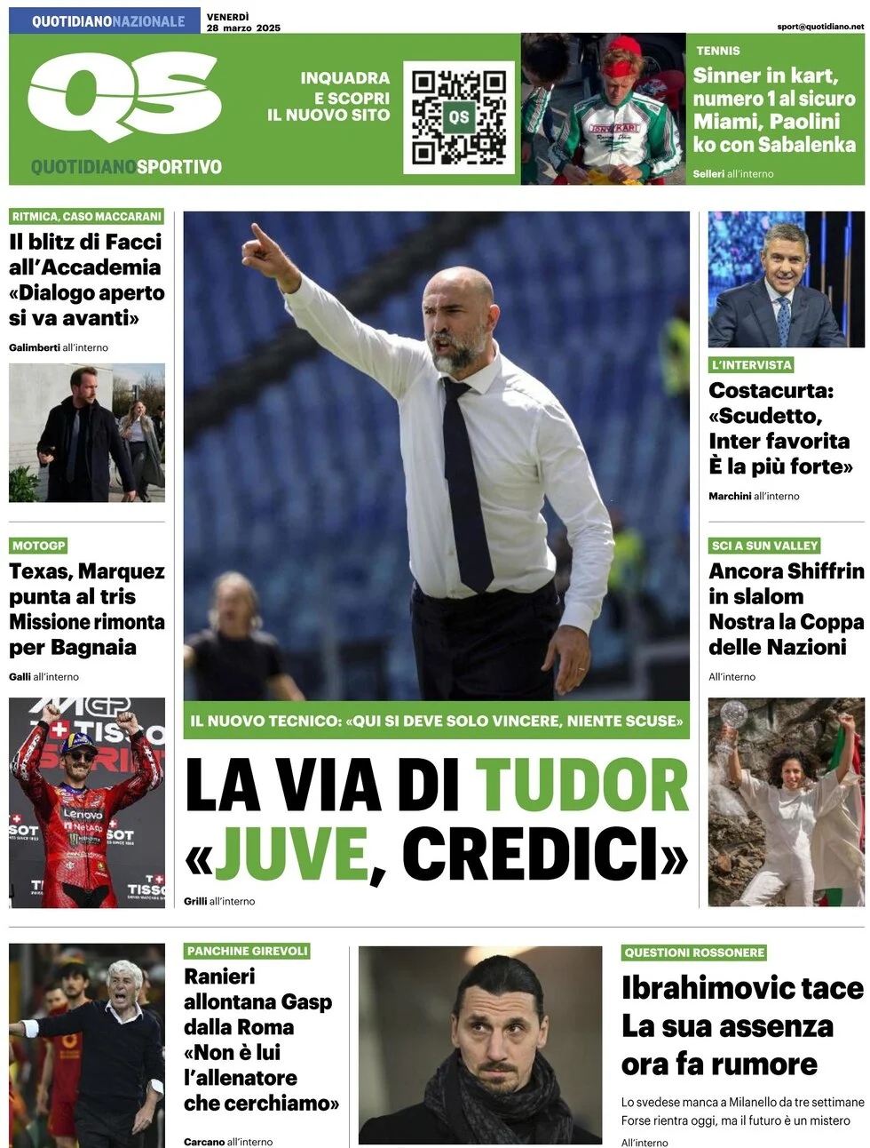 anteprima della prima pagina di qs-quotidiano-sportivo del 28/03/2025
