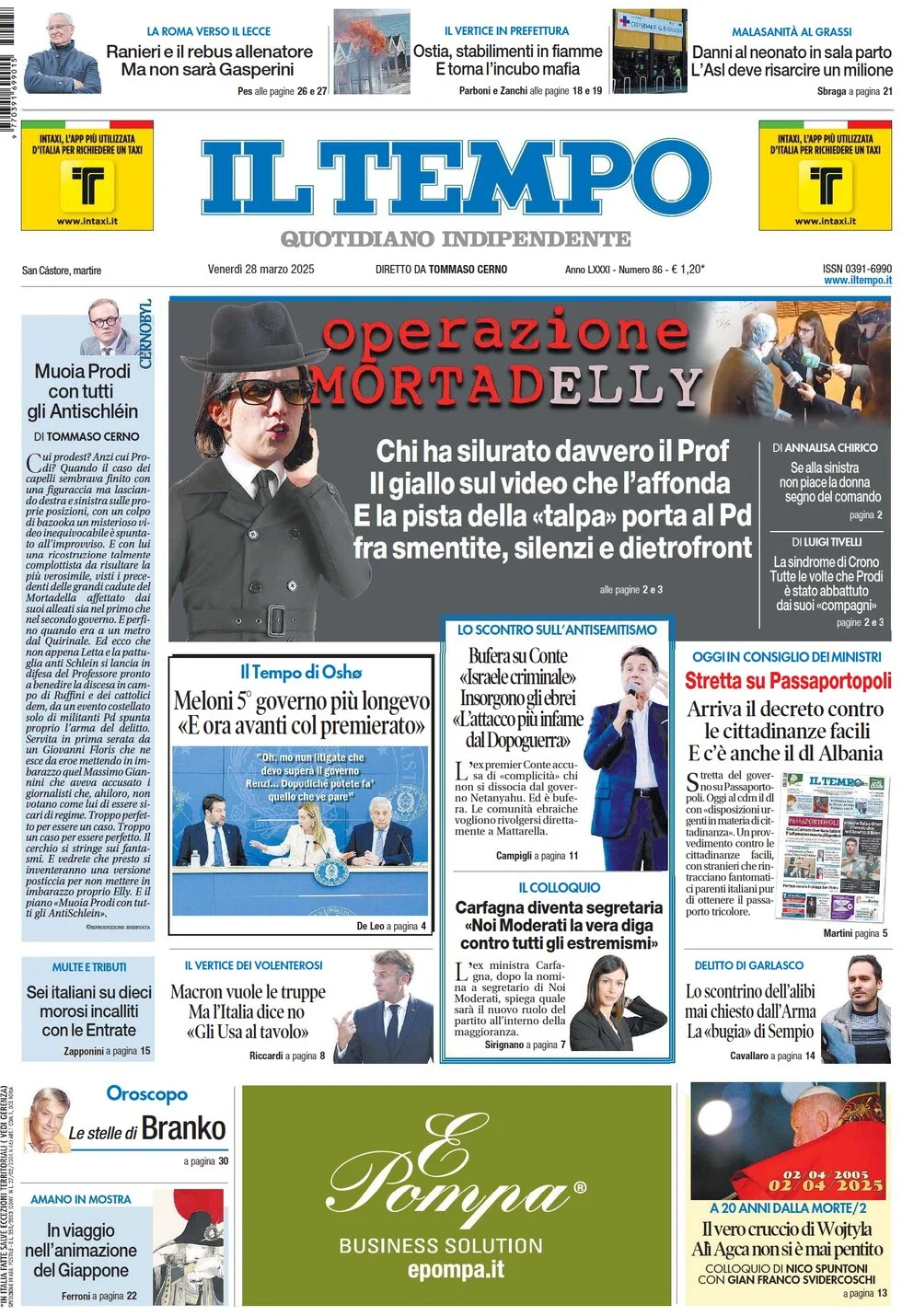 anteprima della prima pagina di il-tempo del 28/03/2025