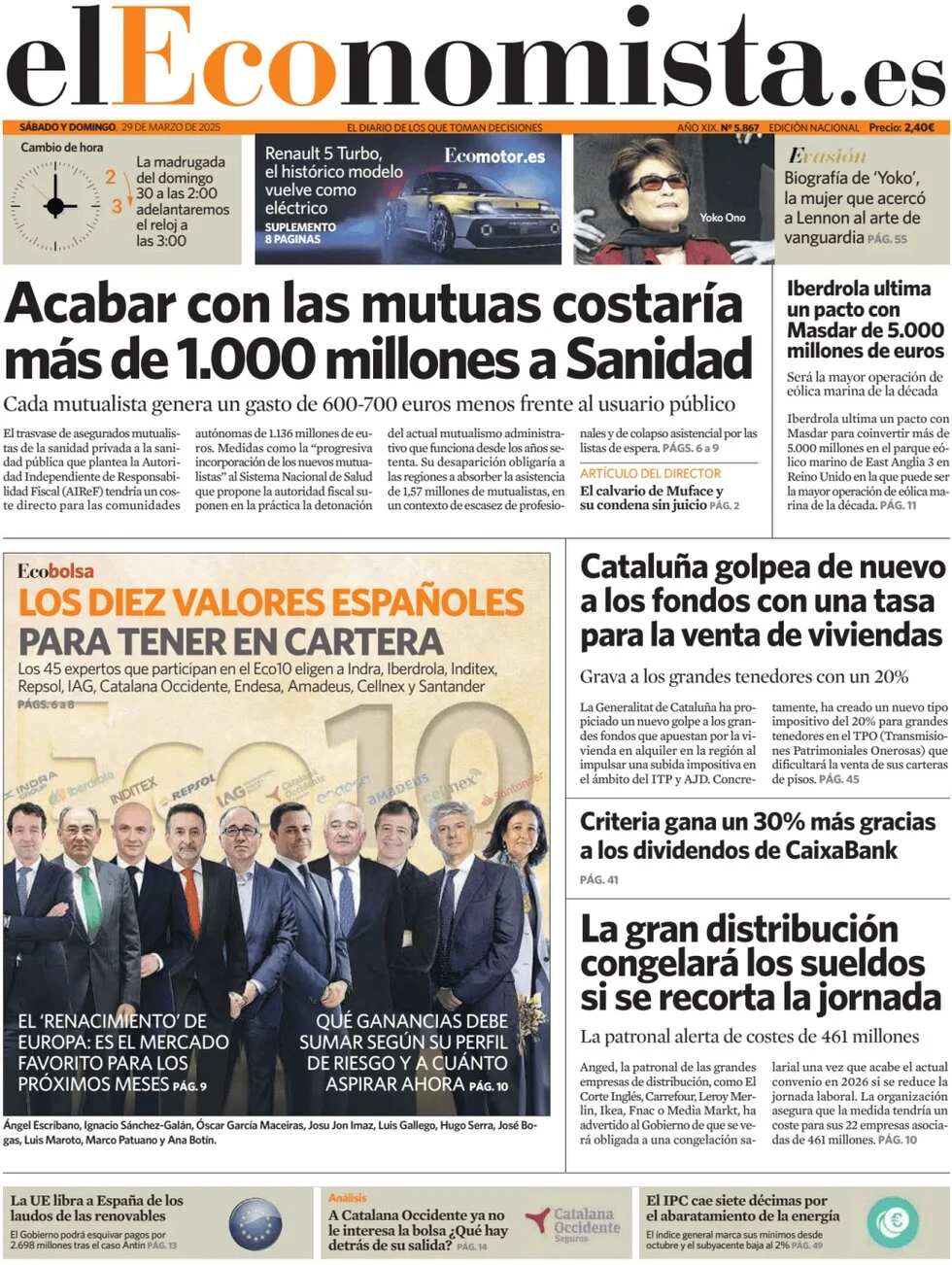 anteprima della prima pagina di el-economista del 29/03/2025