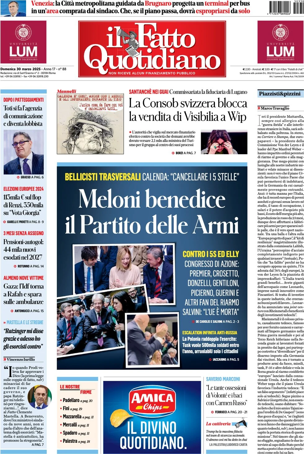 anteprima della prima pagina di il-fatto-quotidiano del 30/03/2025