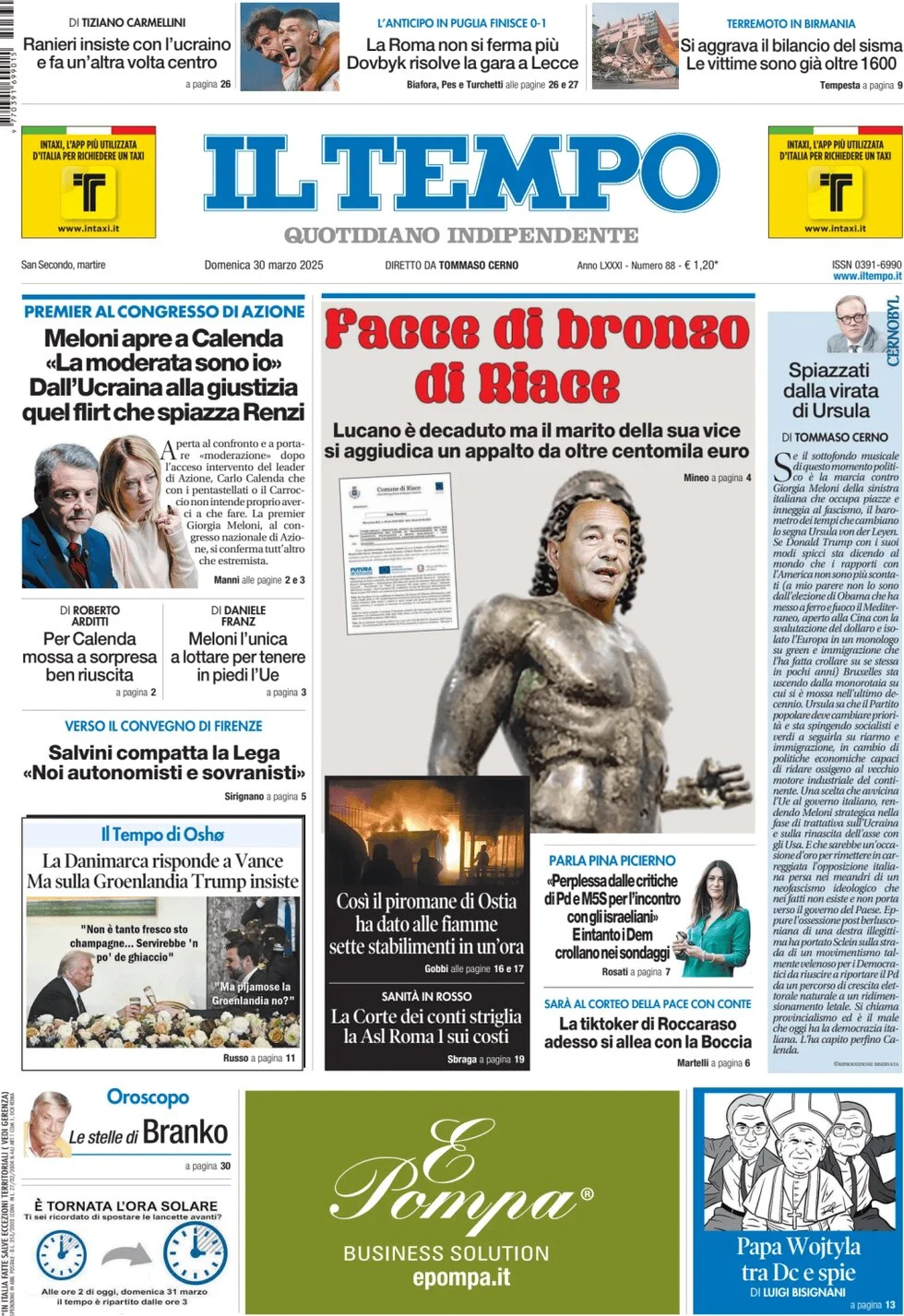 anteprima della prima pagina di il-tempo del 30/03/2025