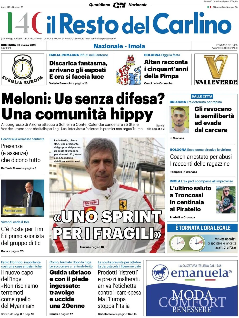 anteprima della prima pagina di il-resto-del-carlino del 30/03/2025