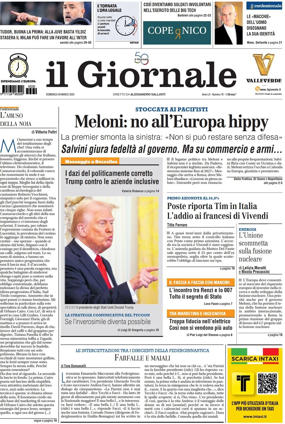 anteprima della prima pagina di il-giornale del 30/03/2025