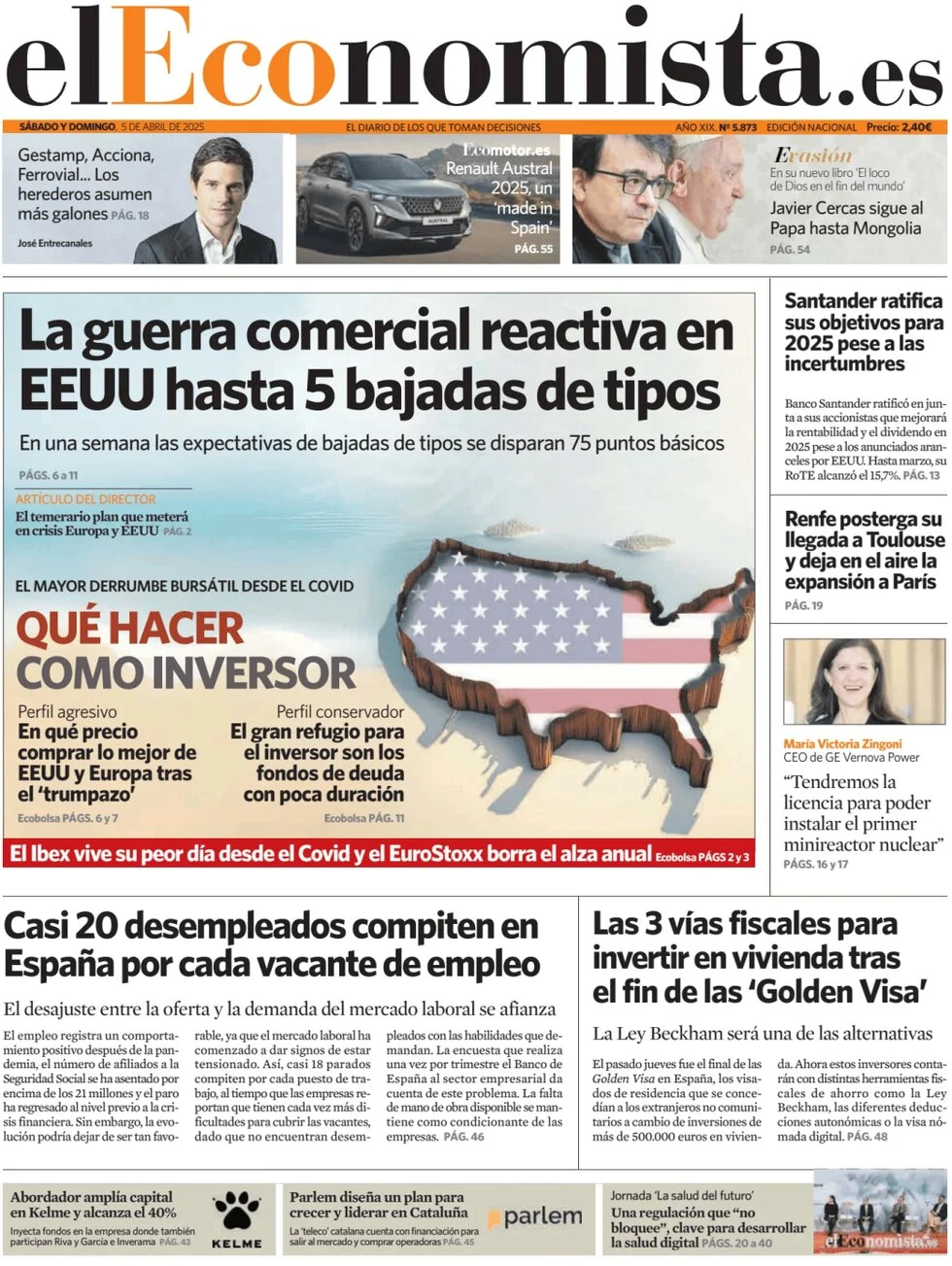 anteprima della prima pagina di el-economista del 05/04/2025