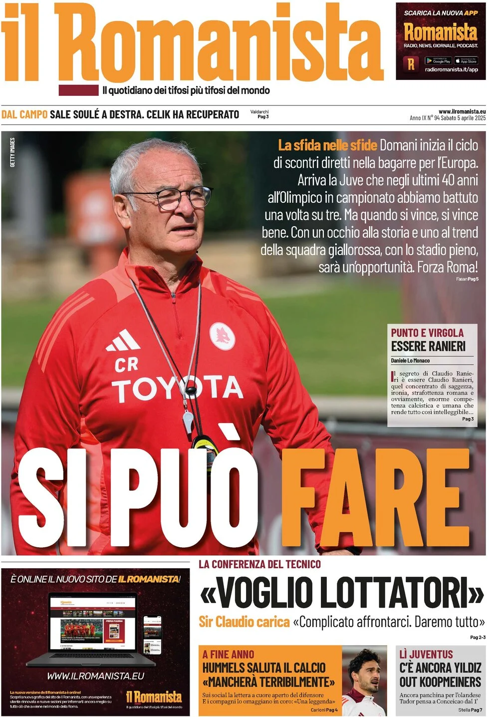 anteprima della prima pagina di il-romanista del 05/04/2025