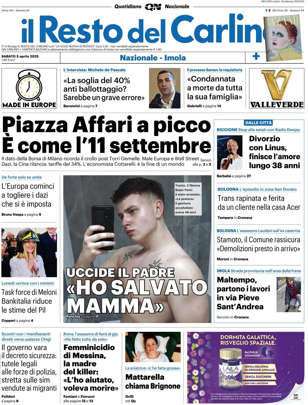 anteprima della prima pagina di il-resto-del-carlino del 05/04/2025