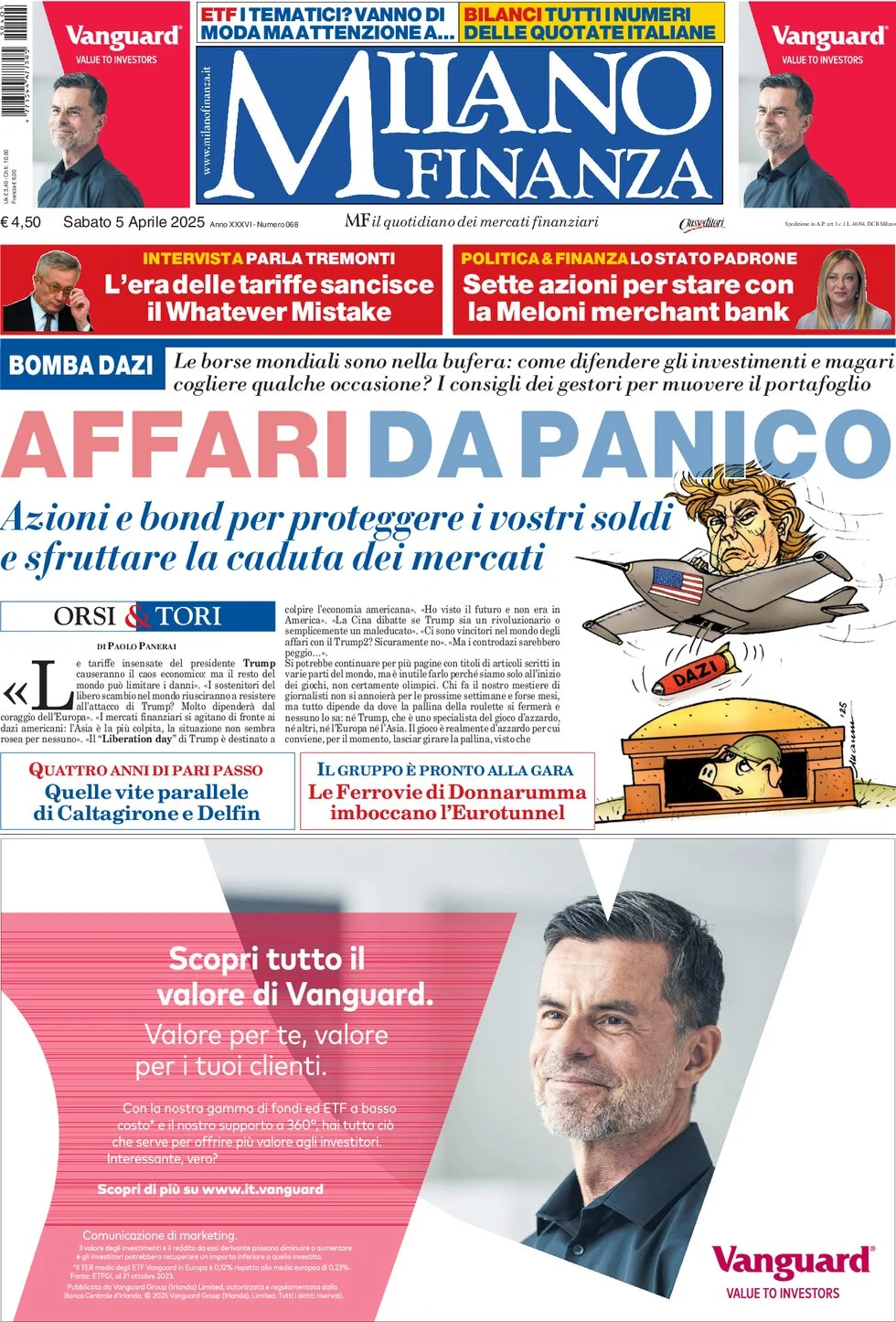 anteprima della prima pagina di mf-milano-finanza del 05/04/2025