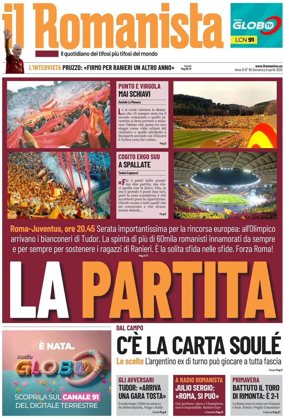 anteprima della prima pagina di il-romanista del 06/04/2025