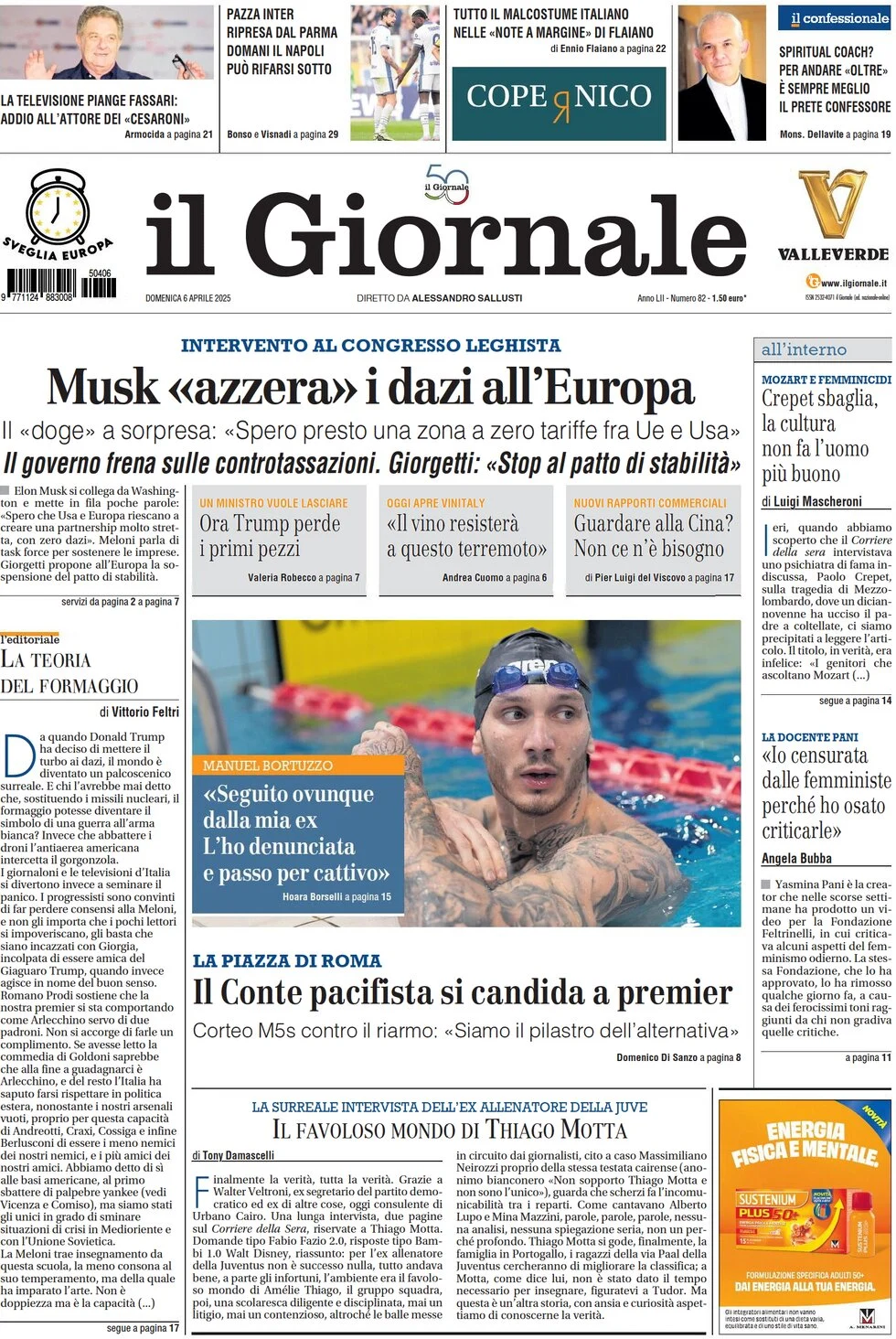 anteprima della prima pagina di il-giornale del 06/04/2025