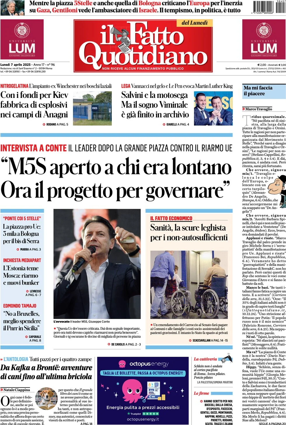 anteprima della prima pagina di il-fatto-quotidiano del 07/04/2025