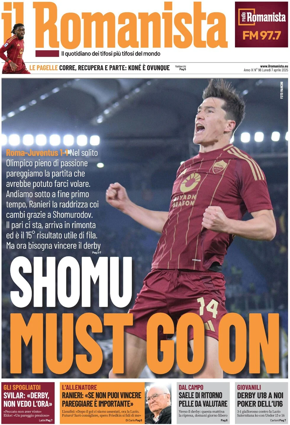 anteprima della prima pagina di il-romanista del 07/04/2025