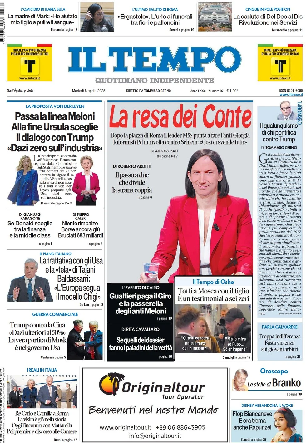 anteprima della prima pagina di il-tempo del 08/04/2025