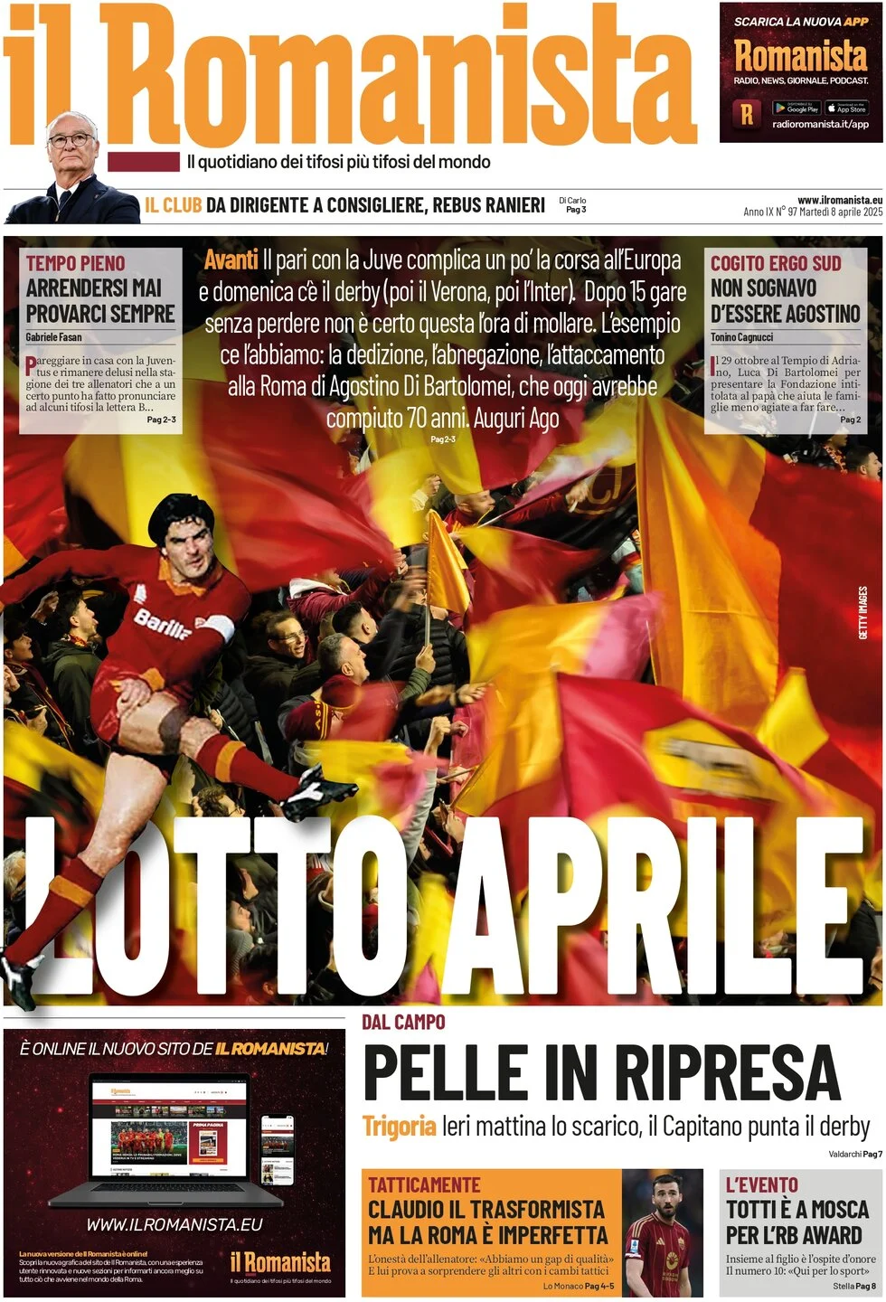 anteprima della prima pagina di il-romanista del 08/04/2025