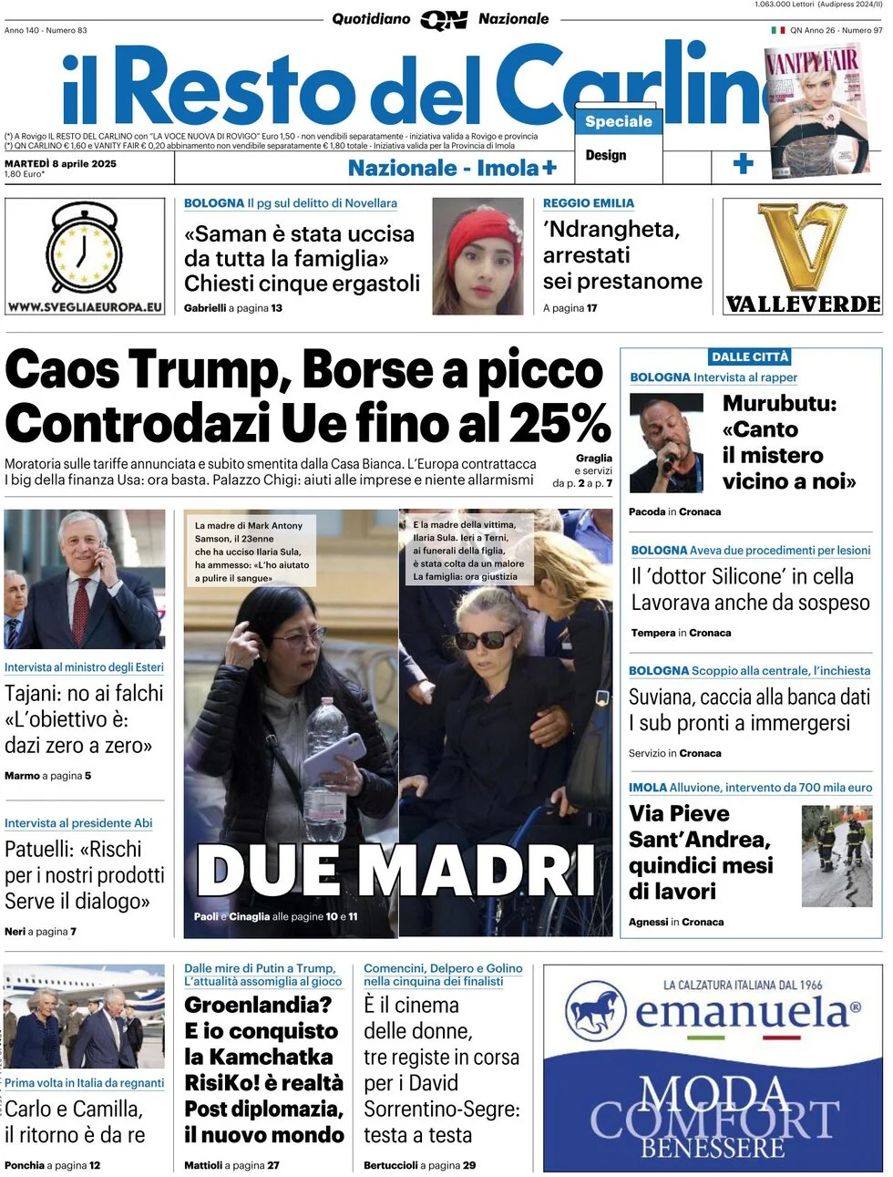 anteprima della prima pagina di il-resto-del-carlino del 08/04/2025