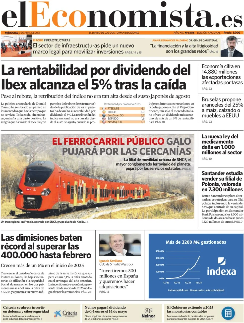 anteprima della prima pagina di el-economista del 09/04/2025