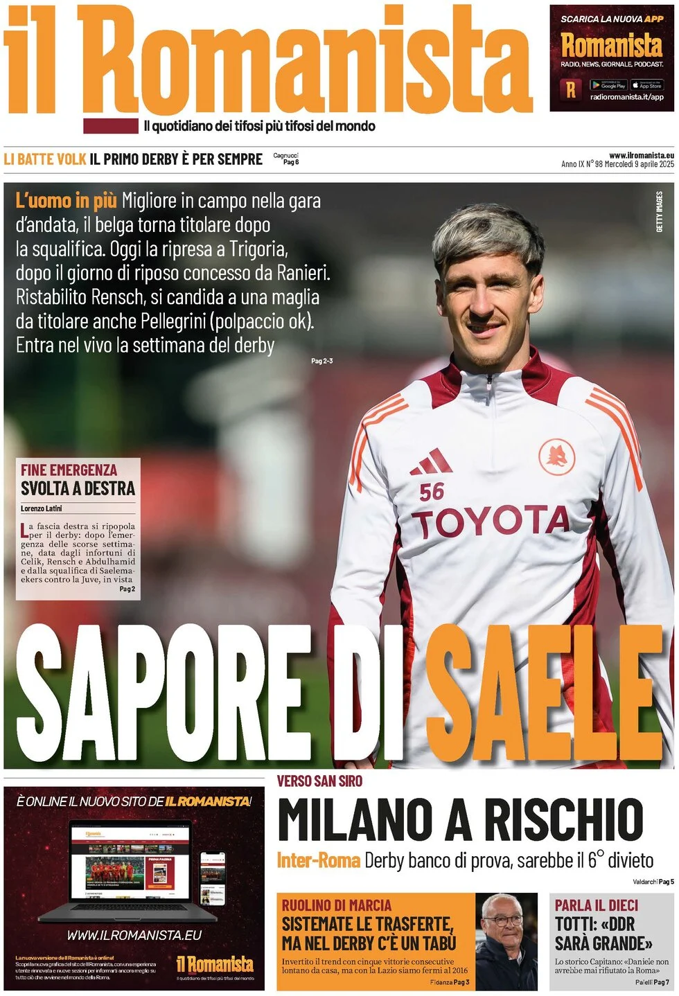 anteprima della prima pagina di il-romanista del 09/04/2025