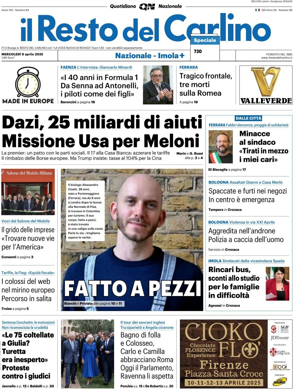 anteprima della prima pagina di il-resto-del-carlino del 09/04/2025