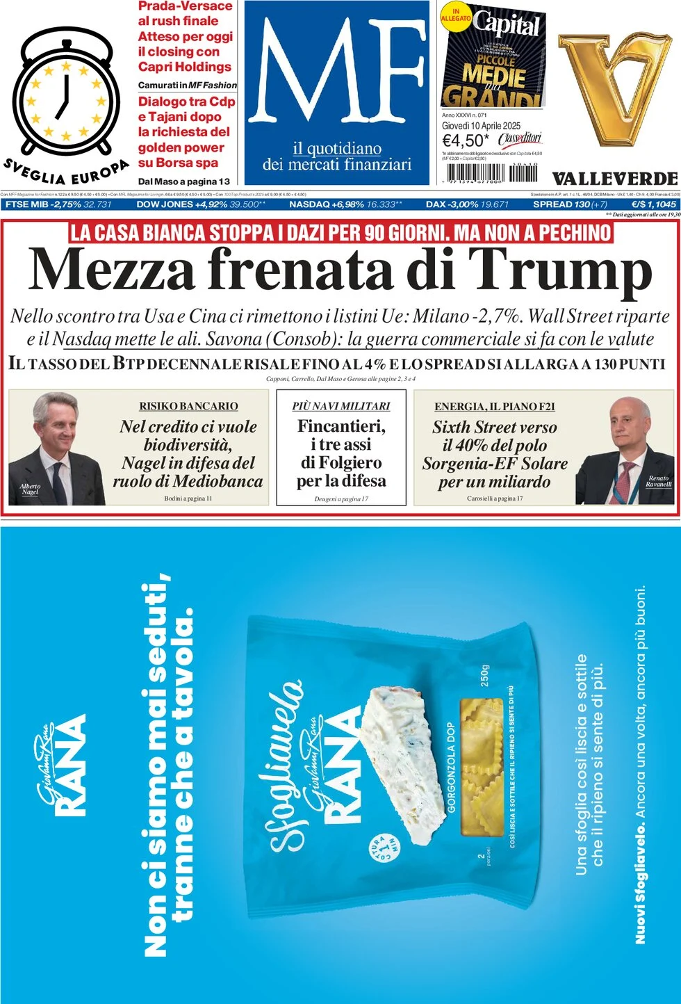 anteprima della prima pagina di mf-milano-finanza del 10/04/2025