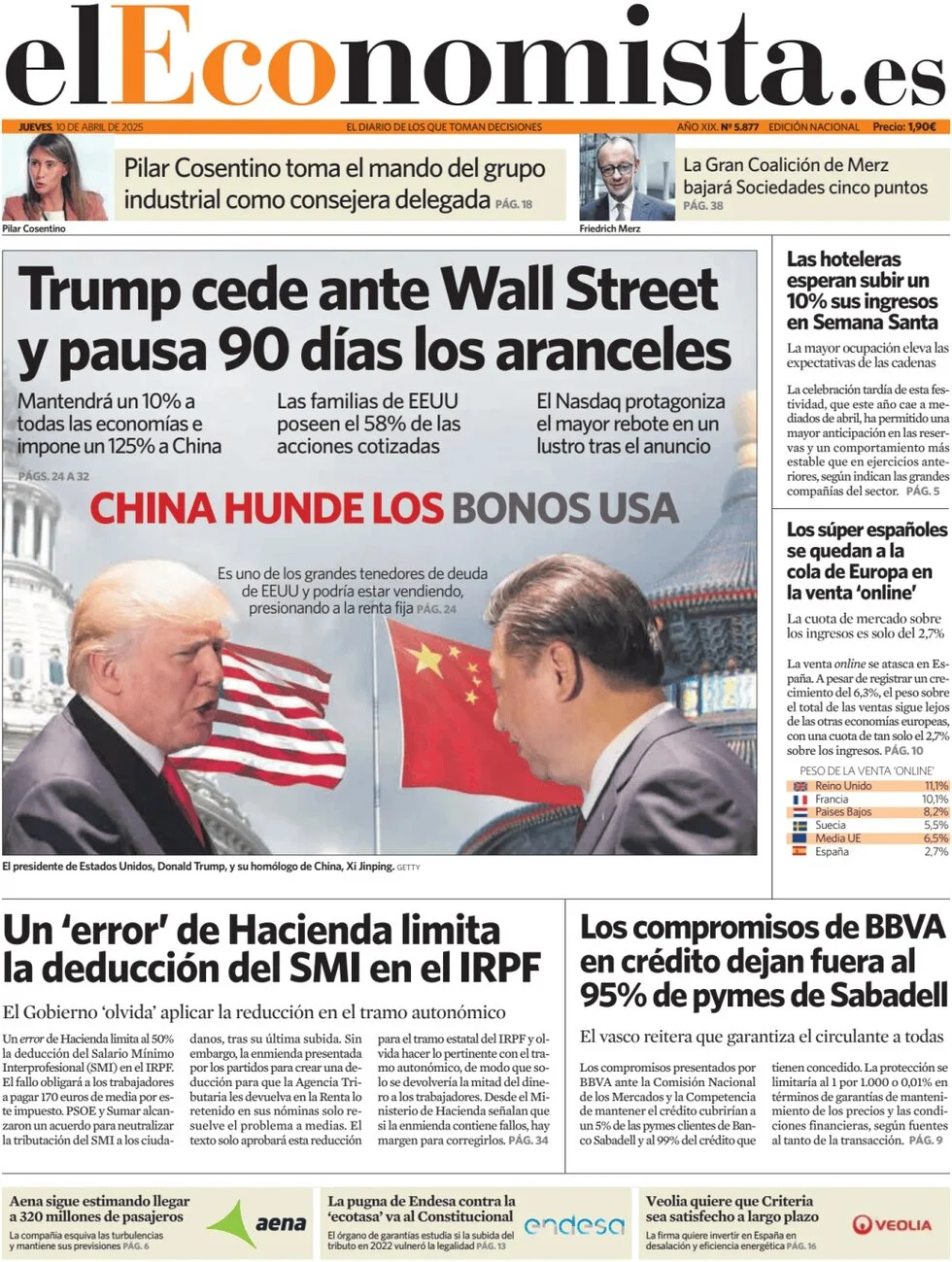 anteprima della prima pagina di el-economista del 10/04/2025