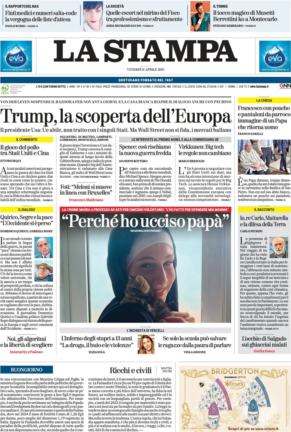 anteprima della prima pagina di la-stampa del 11/04/2025