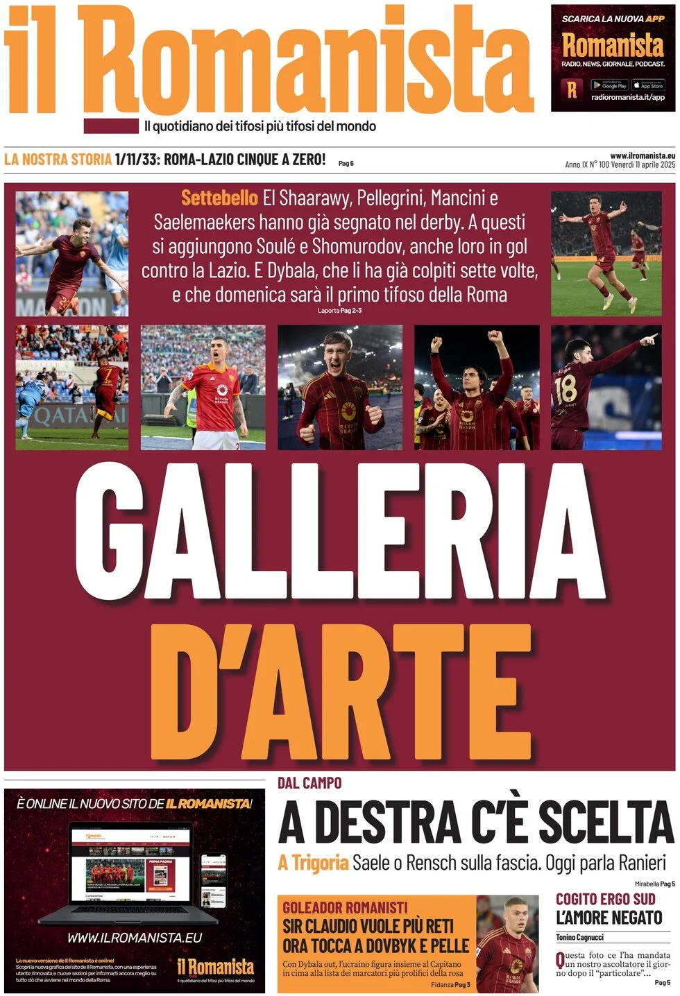 anteprima della prima pagina di il-romanista del 12/04/2025