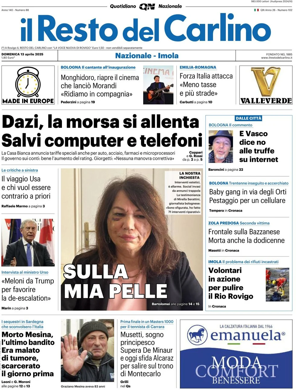 anteprima della prima pagina di il-resto-del-carlino del 13/04/2025