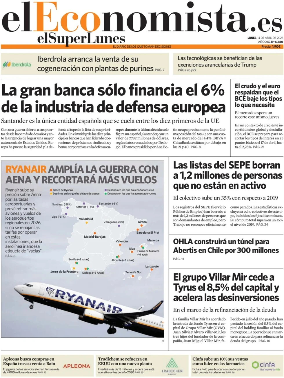 anteprima della prima pagina di el-economista del 14/04/2025